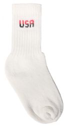 24 Wholesale Yacht & Smith Kids Cotton Usa Crew Socks White Sock Size 4-6