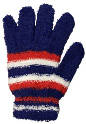 12 Wholesale Yacht & Smith Womens Warm Assorted Colors Striped Fuzzy Gloves