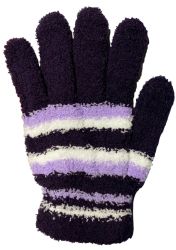 240 Wholesale Yacht & Smith Womens Warm Assorted Colors Striped Fuzzy Gloves