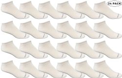 24 Wholesale Yacht & Smith Men's Light Weight Breathable No Show Loafer Ankle Socks Solid White