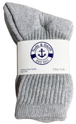 24 Wholesale Yacht & Smith Kids Cotton Terry Cushioned Crew Socks Gray Size 6-8