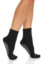 120 Wholesale Yacht & Smith Womens Loose Fit Gripper Bottom NoN-Skid Slipper Socks ,yoga, Trampoline Socks Solid Black, Size 9-11