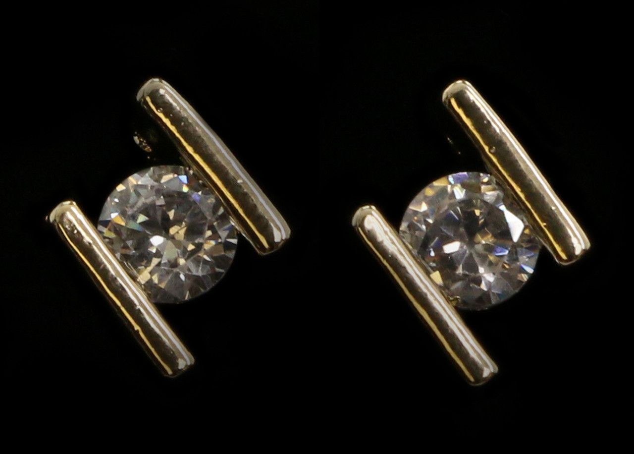 60 Wholesale Gold Tone Cubic Zirconia Stud Earrings