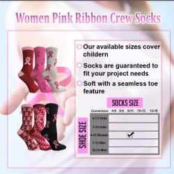 60 Wholesale Pink Ribbon Breast Cancer Awareness Ankle/crew Socks For Women (assorted Crew C, 60)