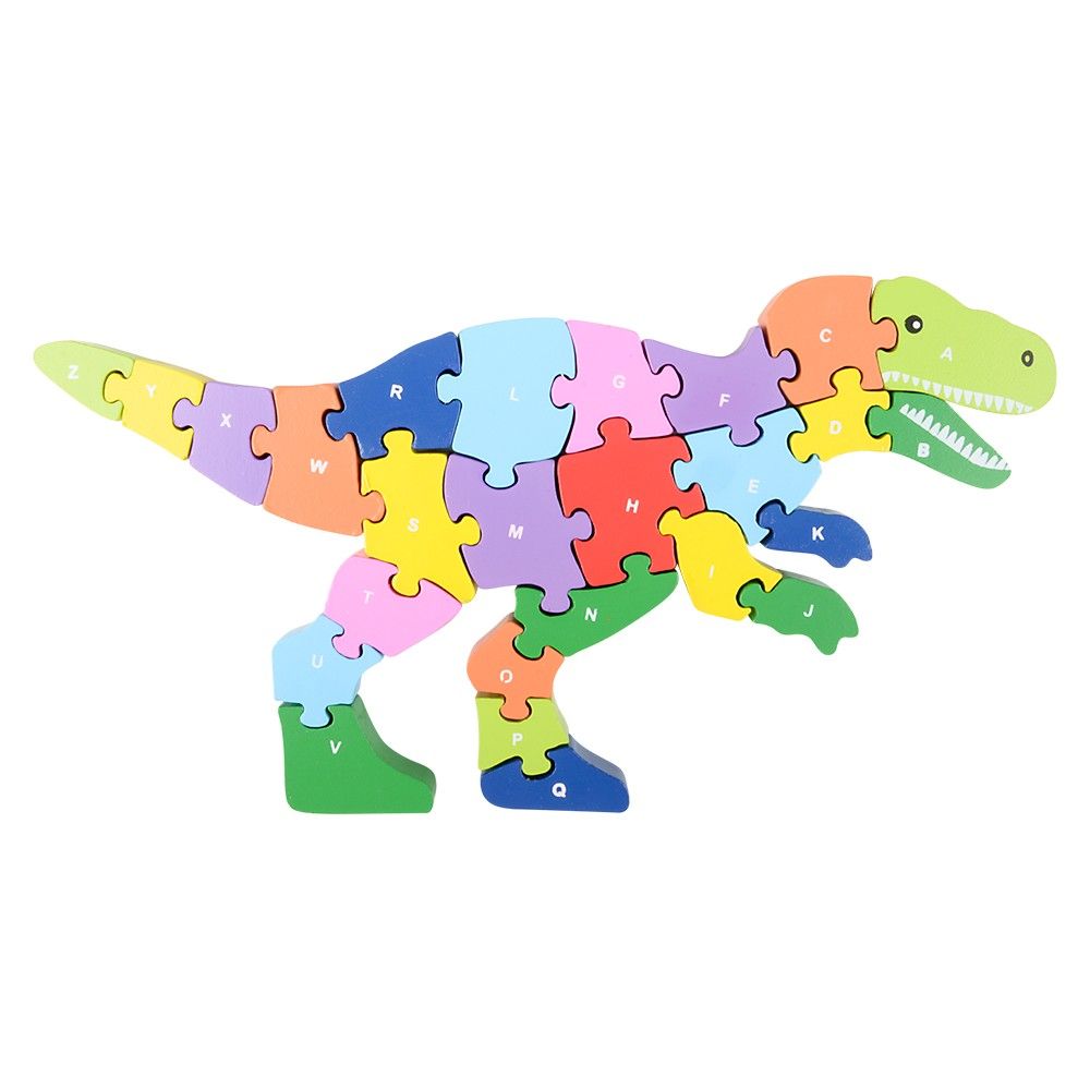 18 pieces of 12" X 6.5" Wooden T-Rex Letter Puzzle