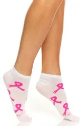 Yacht & Smith Women's Breast Cancer Awareness Socks, Pink Ribbon Ankle Socks