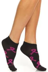 Yacht & Smith Women's Breast Cancer Awareness Socks, Pink Ribbon Ankle Socks