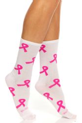 60 Wholesale Pink Ribbon Breast Cancer Awareness Crew Socks For Women Size 9-11 Bulk Buy