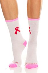 Yacht & Smith Women's Pink Ribbon Breast Cancer Awareness Crew Socks