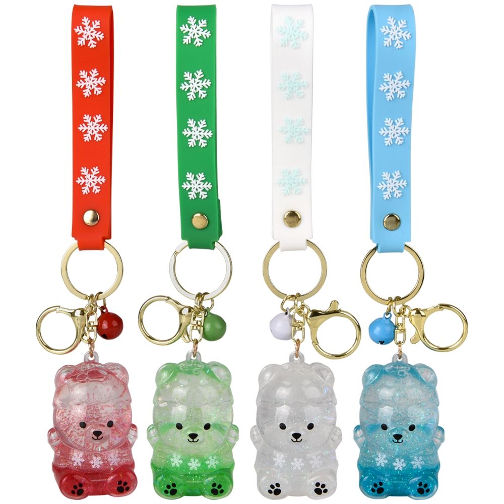 144 Wholesale 2.33-inch Christmas Liquid Bear Wristlet Clip on