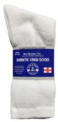 Yacht & Smith Women's Loose Fit NoN-Binding Soft Cotton Diabetic White Crew Socks Size 9-11