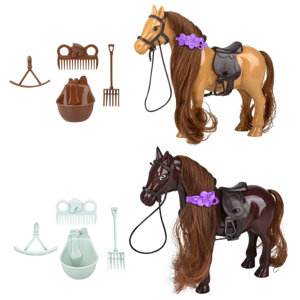 24 pieces 7" Horse With Hair Accessories - Animal & Reptiles