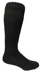 6 Wholesale Yacht & Smith Mens Cotton Extra Heavy Slouch Socks, Boot Sock Solid Black