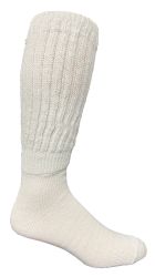 6 Wholesale Yacht & Smith Mens Cotton Extra Heavy Slouch Socks, Boot Sock Solid White