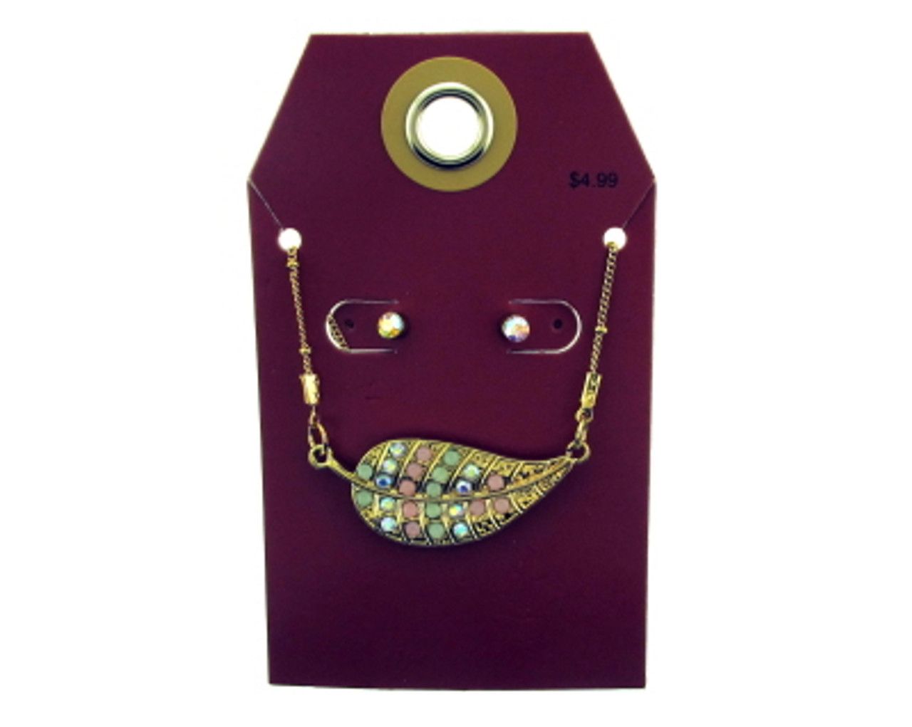 60 Wholesale Gold Tone Leaf Necklace And Earring Set