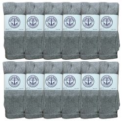 24 Pairs Yacht & Smith Women's 26 Inch Cotton Tube Sock Solid Gray Size 9-11 - Womens Crew Sock