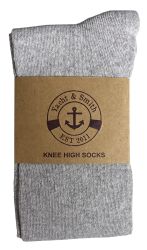 240 Pairs Yacht & Smith 90% Cotton Girls Heather Gray Knee High, Sock Size 6-8 - Girls Knee Highs