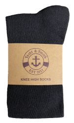 12 Pairs Yacht & Smith Girls Black Knee High Socks , 90% Cotton Size 6-8 - Girls Knee Highs