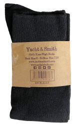 12 Pairs Yacht & Smith Girls Black Knee High Socks , 90% Cotton Size 6-8 - Girls Knee Highs
