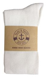 120 Pairs Yacht & Smith 90% Cotton Girls White Knee High, Sock Size 6-8 - Girls Knee Highs