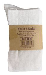 Yacht & Smith Girls Cotton Knee High White Socks