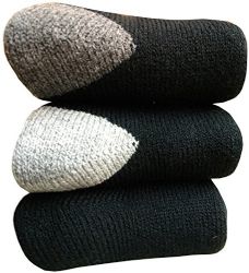 Yacht&smith 3 Pairs Womens Brushed Socks, Warm Winter Thermal Crew Sock (3 Pairs Assorted d) - Womens Thermal Socks