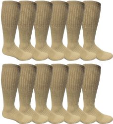 12 Wholesale Yacht & Smith Men's Military Grade Wick Dry Crew Socks ,heavy Duty Boot Sock Size 10-13 Solid Khaki