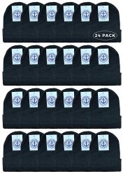 36 Pieces Yacht & Smith Unisex Winter Warm Beanie Hats In Solid Black - Winter Beanie Hats