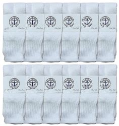 24 Pairs Yacht & Smith Kids 17 Inch Cotton Tube Socks Solid White Size 6-8 - Boys Tube Socks