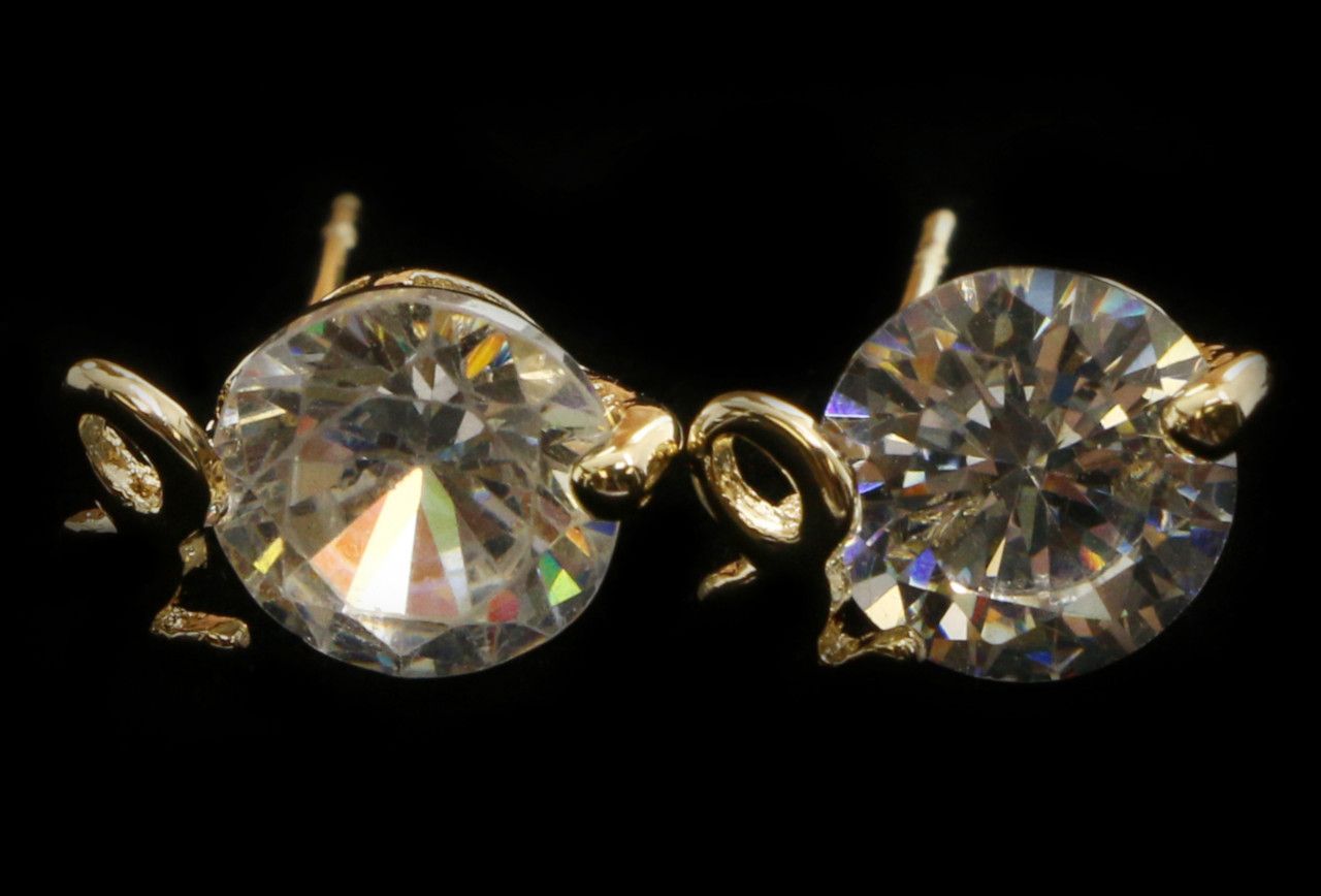 60 Wholesale Gold Tone Cubic Zirconia Stud Earrings