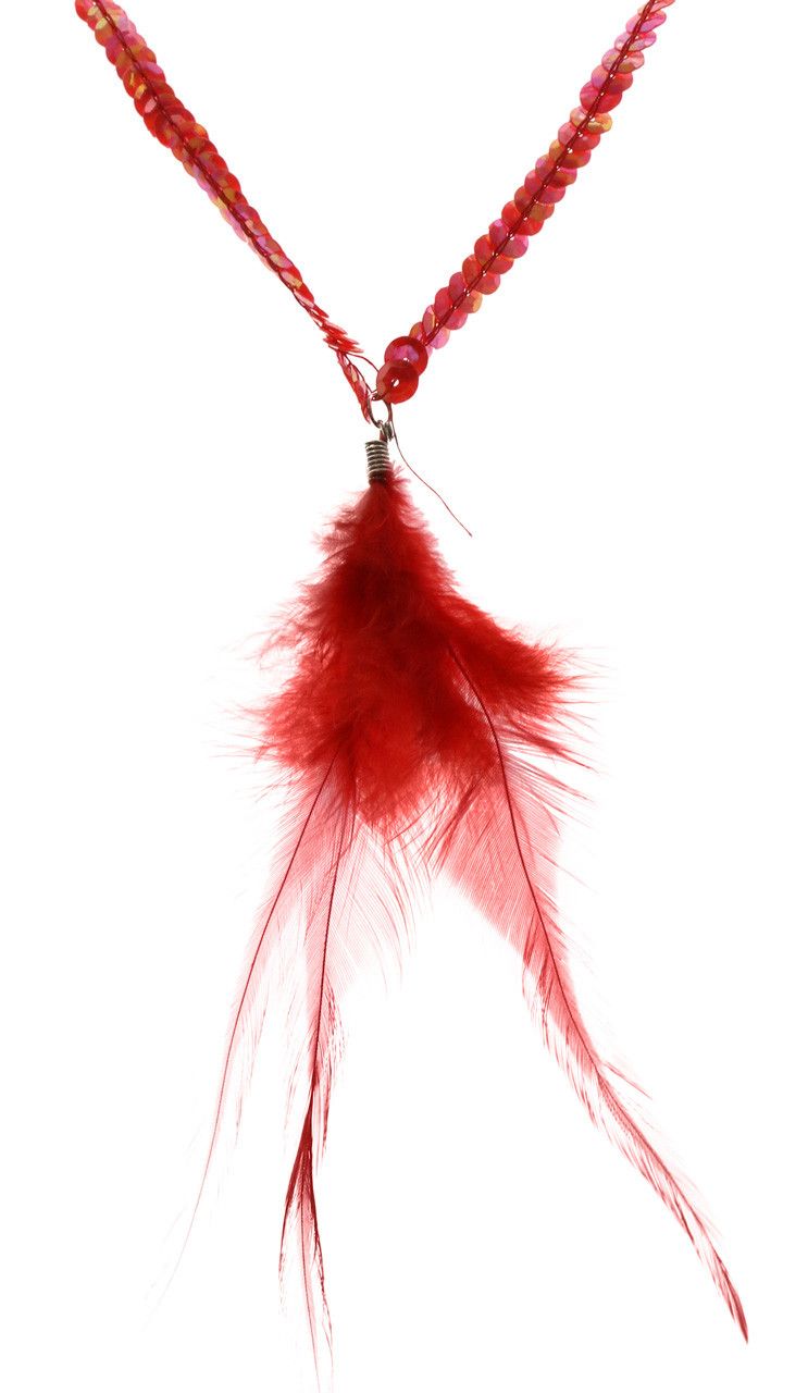 60 Wholesale Assorted Color Sequins With Feather Pendant Necklace