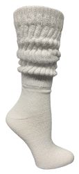 12 Wholesale Yacht & Smith Womens Cotton Extra Heavy Slouch Socks, Boot Sock Solid White
