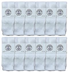 24 Wholesale Yacht & Smith Kids 12 Inch Cotton Tube Socks Solid White Size 6-8