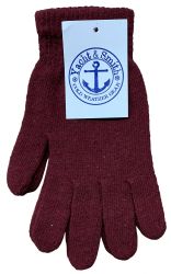 12 Pairs Yacht And Smith Men's Winter Gloves In Assorted Colors - Knitted Stretch Gloves