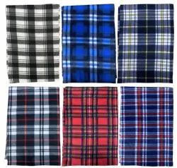 Yacht & Smith Assorted Plaid Fleece Scarfs - 60"x12" Inches