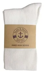 Yacht & Smith Women's Flat Knit White Knee High Socks