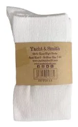 Yacht & Smith Women's Flat Knit White Knee High Socks