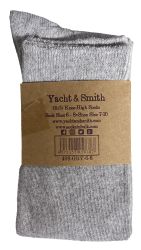 6 Wholesale Yacht & Smith Women's Knee High Socks, Solid Gray 90% Cotton Size 9-11	