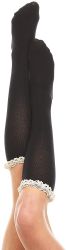 12 Wholesale Yacht & Smith 100% Cotton Womens Knee High Socks With Lace Trim, Size 9-11 Solid Black Boot Socks