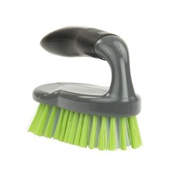 12 Wholesale Home Basics Brilliant Scrubbing Brush with Handle, Grey/Lime
