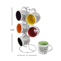 6 Wholesale Home Basics 6 Piece Mug Set with Stand
