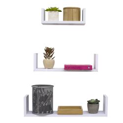 6 Wholesale Home Basics Floating Shelf, (Set of 3), White
