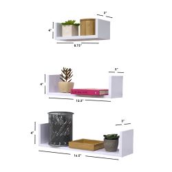 6 Wholesale Home Basics Floating Shelf, (Set of 3), White