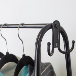 4 Wholesale Home Basics 2 Shelf Free-Standing Garment Rack with Hooks, Black