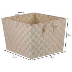 6 Pieces Home Basics X-Large Polyester Woven Strap Open Bin, Ivory - Home Accessories