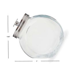 6 Wholesale Home Basics X-Large 131.87 oz. Round Glass Candy Storage Jar with Stainless Steel Top, Clear