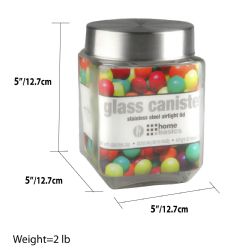 24 Wholesale Home Basics 40 oz. Square Glass Canister with Brushed Stainless Steel Screw-on Lid Clear