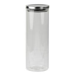 12 Wholesale Home Basics 60 oz. Borosilicate Glass Canister with Stainless Steel Top, Silver