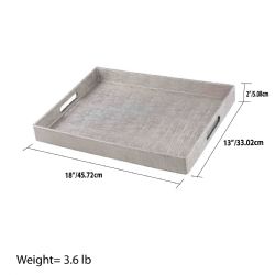 6 Wholesale Home Basics Metallic Weave Serving Tray with Cut-Out Handles, Silver