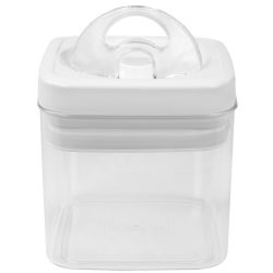 6 Wholesale Home Basics 1 Liter Twist 'N Lock Air-Tight Square Plastic Canister, White